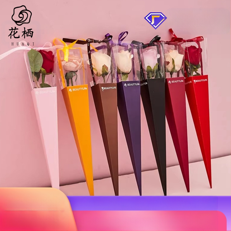 PVC kokkupandav lillede kinkekarp ühe kimbu pakkekarp ekspordi igavene lillekarp isetegemise rooside ühe lillekarbi hulgimüük