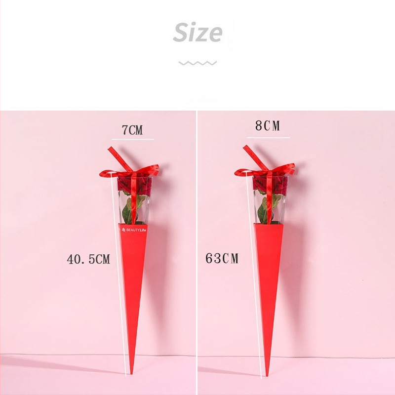 PVC kokkupandav lillede kinkekarp ühe kimbu pakkekarp ekspordi igavene lillekarp isetegemise rooside ühe lillekarbi hulgimüük