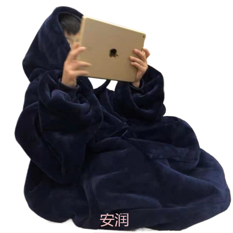 Flanell-laiskattekk, paksendatud pikkade varrukatega tekk, diivanitekk, soe pikk paarile mõeldud talvine uinakutekk, kapuutsiga