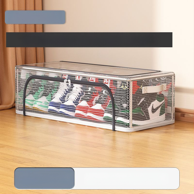 Nauja dvigubų durų batų laikymo dėžė su permatoma tinklelio batų dėže sulankstoma batų lentyna bendrabučio lovos apačioje batų laikymo spintelė