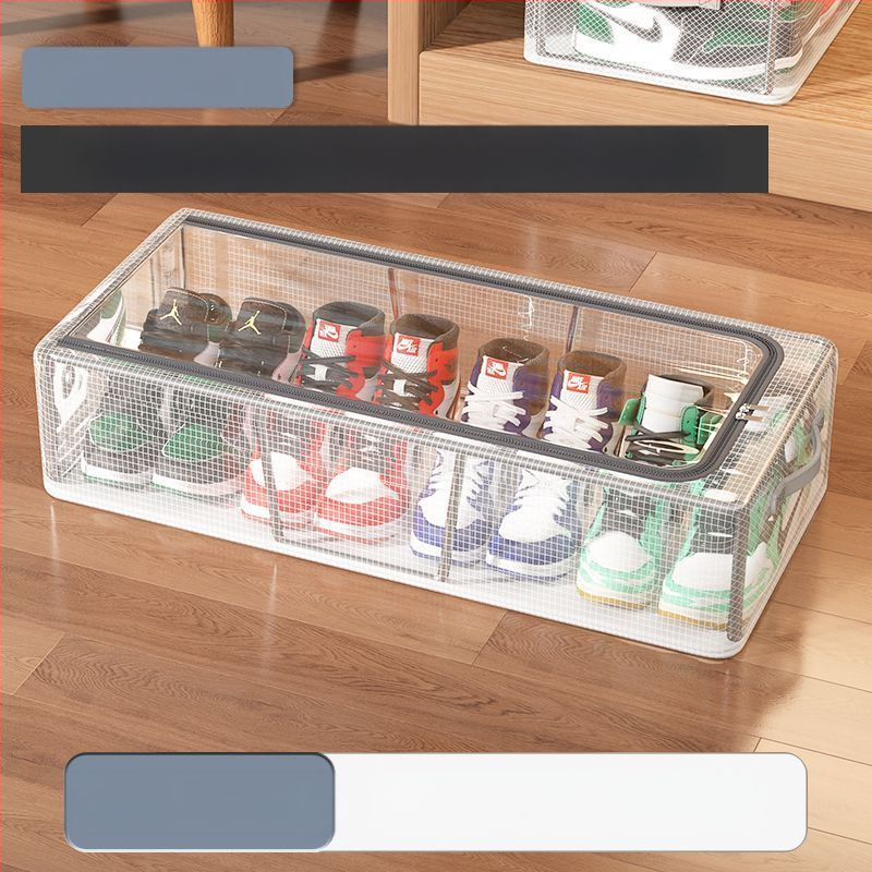 Nauja dvigubų durų batų laikymo dėžė su permatoma tinklelio batų dėže sulankstoma batų lentyna bendrabučio lovos apačioje batų laikymo spintelė