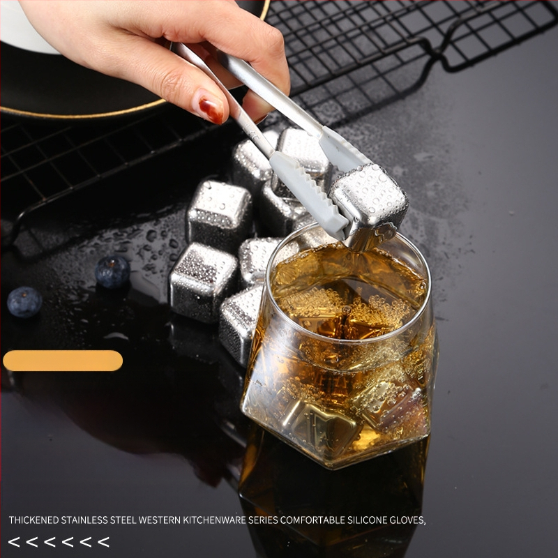 Гореща разпродажба 304 неръждаема стомана ледено вино камък непорест леден комплект уиски бързо замразен метален кубче лед директна доставка от фабриката