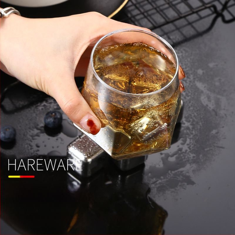 Гореща разпродажба 304 неръждаема стомана ледено вино камък непорест леден комплект уиски бързо замразен метален кубче лед директна доставка от фабриката