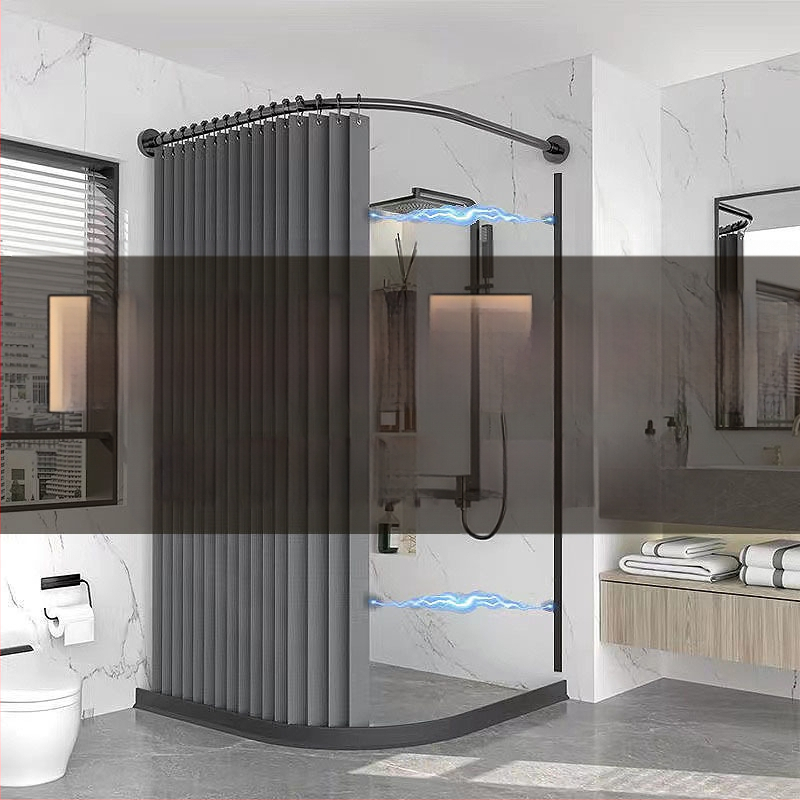 Tualettruumi vannitoa vaheseina kardinaülikond dušš paksendatud perforeeritud dušikardin veekindel riie magnetiline kaar veetõke