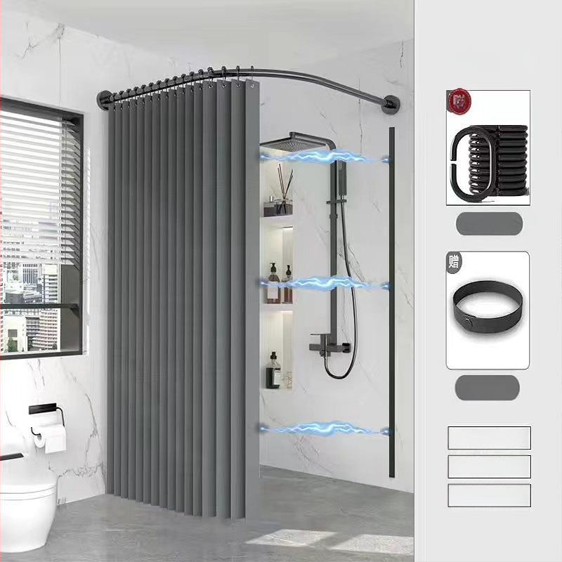 Tualettruumi vannitoa vaheseina kardinaülikond dušš paksendatud perforeeritud dušikardin veekindel riie magnetiline kaar veetõke