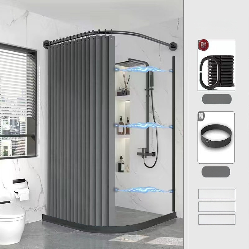 Tualettruumi vannitoa vaheseina kardinaülikond dušš paksendatud perforeeritud dušikardin veekindel riie magnetiline kaar veetõke