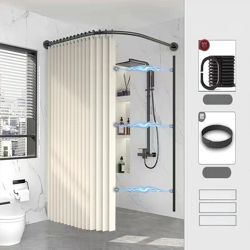 Tualettruumi vannitoa vaheseina kardinaülikond dušš paksendatud perforeeritud dušikardin veekindel riie magnetiline kaar veetõke