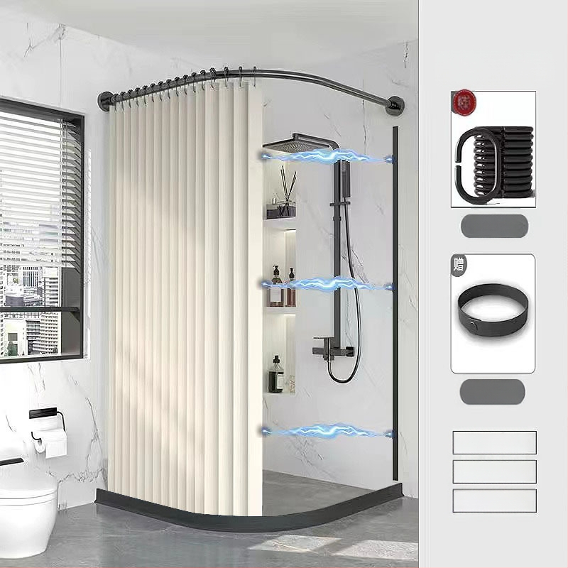 Tualettruumi vannitoa vaheseina kardinaülikond dušš paksendatud perforeeritud dušikardin veekindel riie magnetiline kaar veetõke