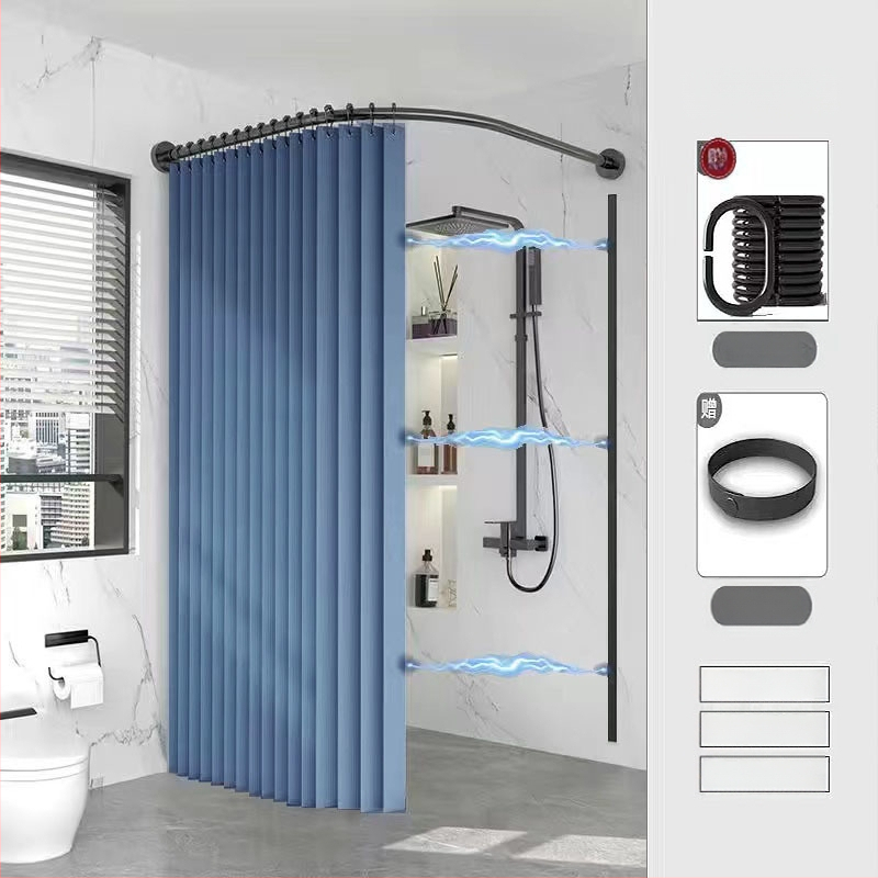 Tualettruumi vannitoa vaheseina kardinaülikond dušš paksendatud perforeeritud dušikardin veekindel riie magnetiline kaar veetõke