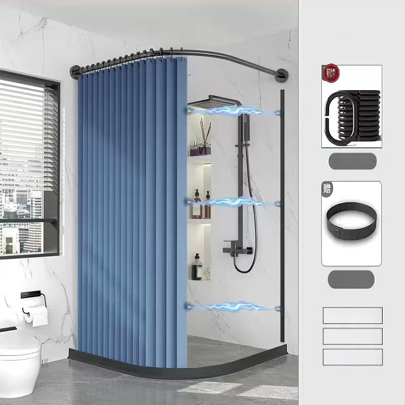 Tualettruumi vannitoa vaheseina kardinaülikond dušš paksendatud perforeeritud dušikardin veekindel riie magnetiline kaar veetõke