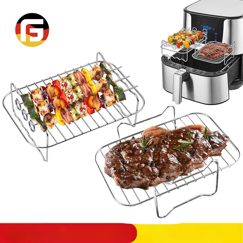 Amazon Explosions Square Air Fryer grila uzvalks ar cepšanas paraugu Air Fryer grila tīkls Tvaicēšanas režģa grils