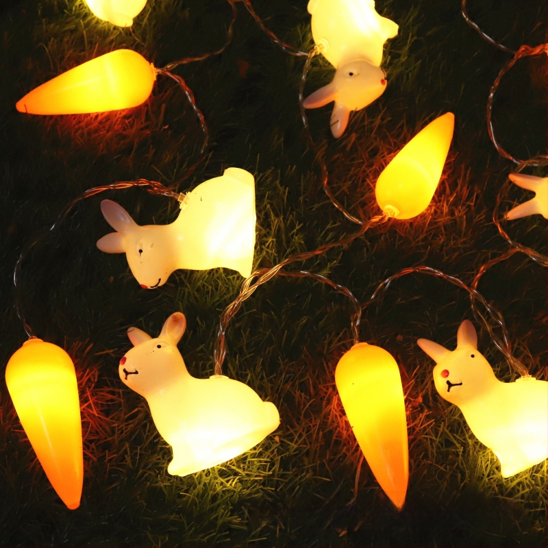 Velykinių kiaušinių morkų girliandų miegamojo šventinė dekoracija kūrybingos dekoratyvinės LED triušio spalvos mirksinčios girliandos