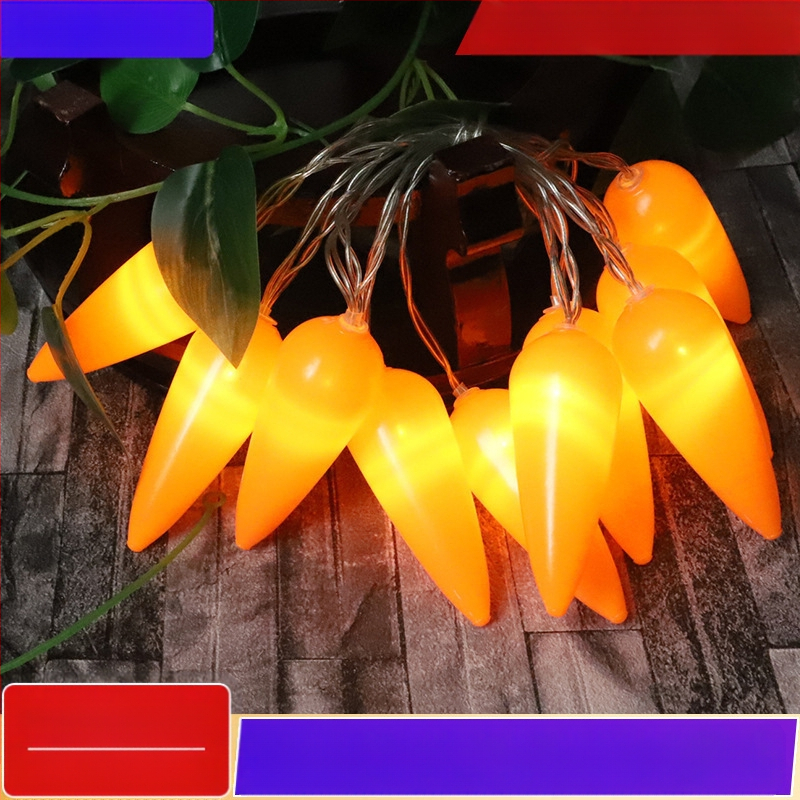 Velykinių kiaušinių morkų girliandų miegamojo šventinė dekoracija kūrybingos dekoratyvinės LED triušio spalvos mirksinčios girliandos