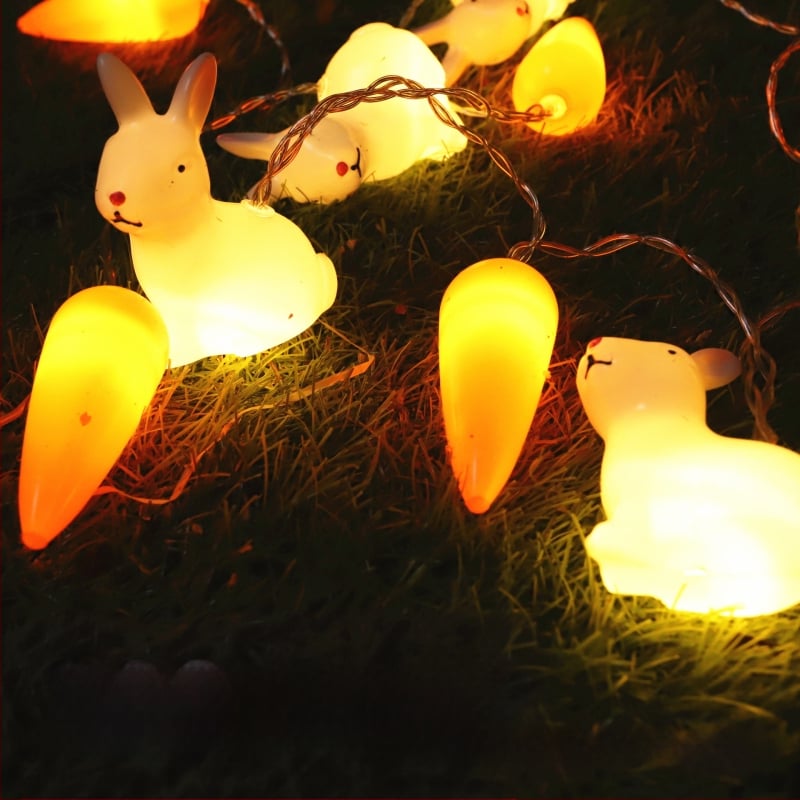 Velykinių kiaušinių morkų girliandų miegamojo šventinė dekoracija kūrybingos dekoratyvinės LED triušio spalvos mirksinčios girliandos