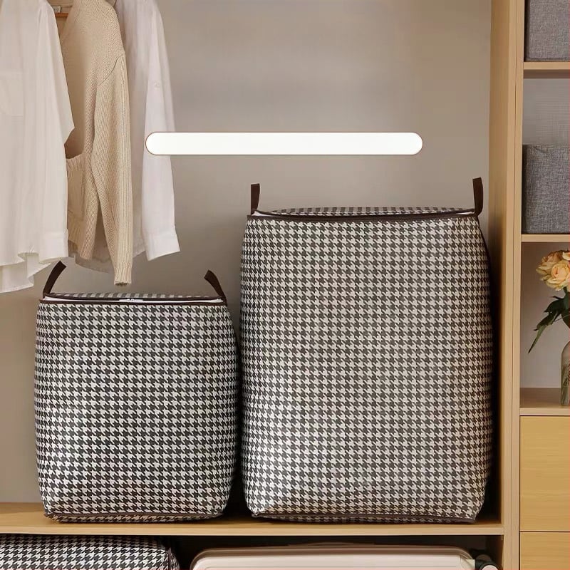 Suure mahutavusega tekikott riiete hoiustamiseks, houndstooth-kujuline hoiukast, niiskuskindel viimistlus, kolimispakk, nullostuga
