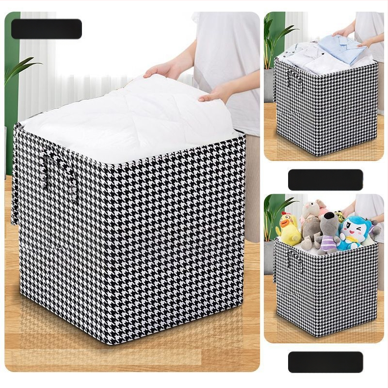 Suure mahutavusega tekikott riiete hoiustamiseks, houndstooth-kujuline hoiukast, niiskuskindel viimistlus, kolimispakk, nullostuga