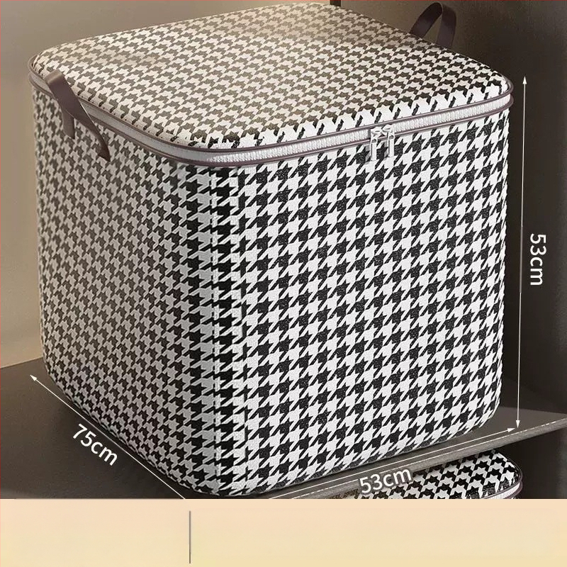 Suure mahutavusega tekikott riiete hoiustamiseks, houndstooth-kujuline hoiukast, niiskuskindel viimistlus, kolimispakk, nullostuga