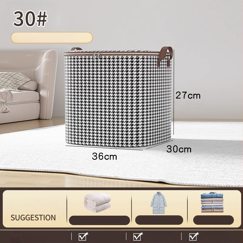 Suure mahutavusega tekikott riiete hoiustamiseks, houndstooth-kujuline hoiukast, niiskuskindel viimistlus, kolimispakk, nullostuga