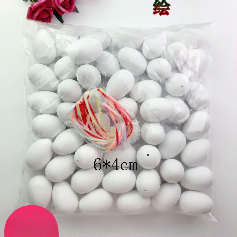 50 tükki valgeid värvilisi kunstmune, plastmassist munakoored, lasteaia käsitööna valminud graffiti lihavõttemunad