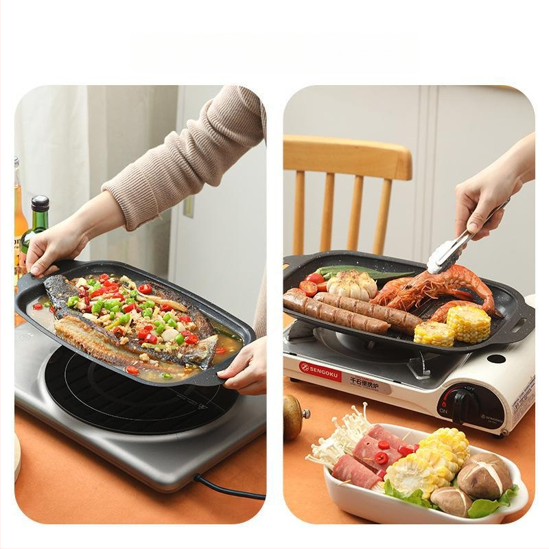 Maifani kivist grillitud kalataldrik, ristkülikukujuline grillitaldrik induktsioonpliidile, grillpann, teppanyaki, kaasaskantav grillitaldrik