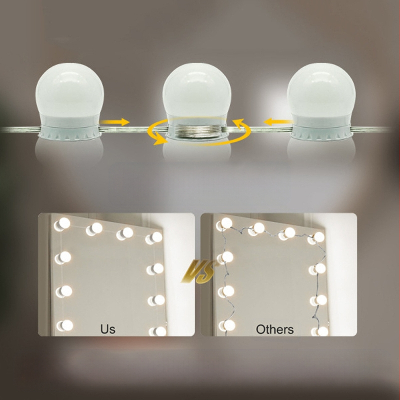 Hollywoodi peegli esitule LED-meigipirn USB kolmevärviline peegli esitule peegli pirni täitepirn