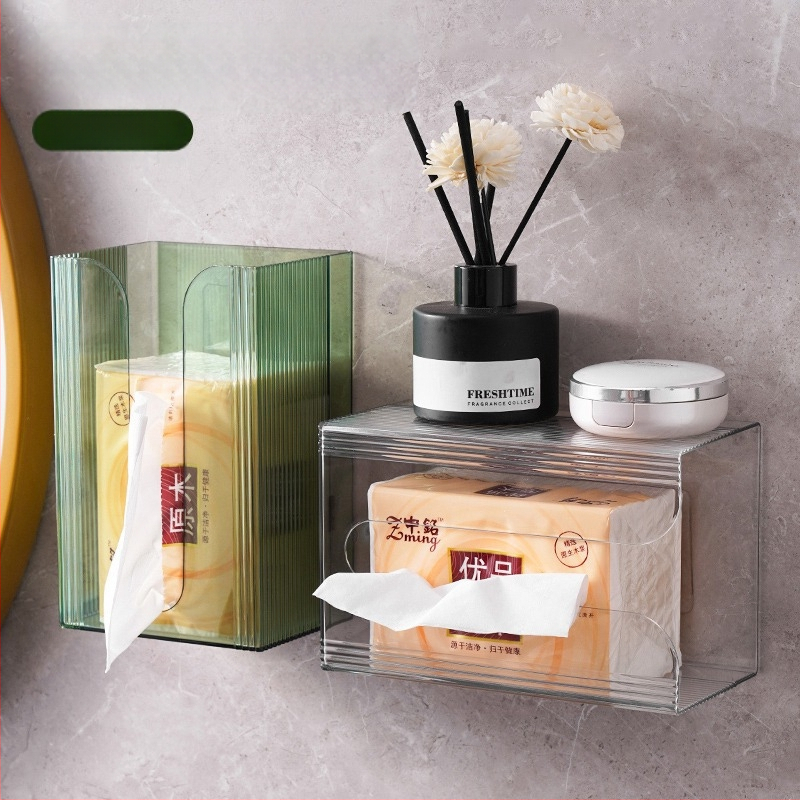 Ελαφρύ πολυτελές κουτί χαρτομάντιλων, επιτοίχιο, χωρίς τρύπημα, αποθήκευση πετσετών προσώπου μπάνιου, εξαγωγή χαρτιού υγείας, ανεστραμμένη κρεμάστρα κουζίνας