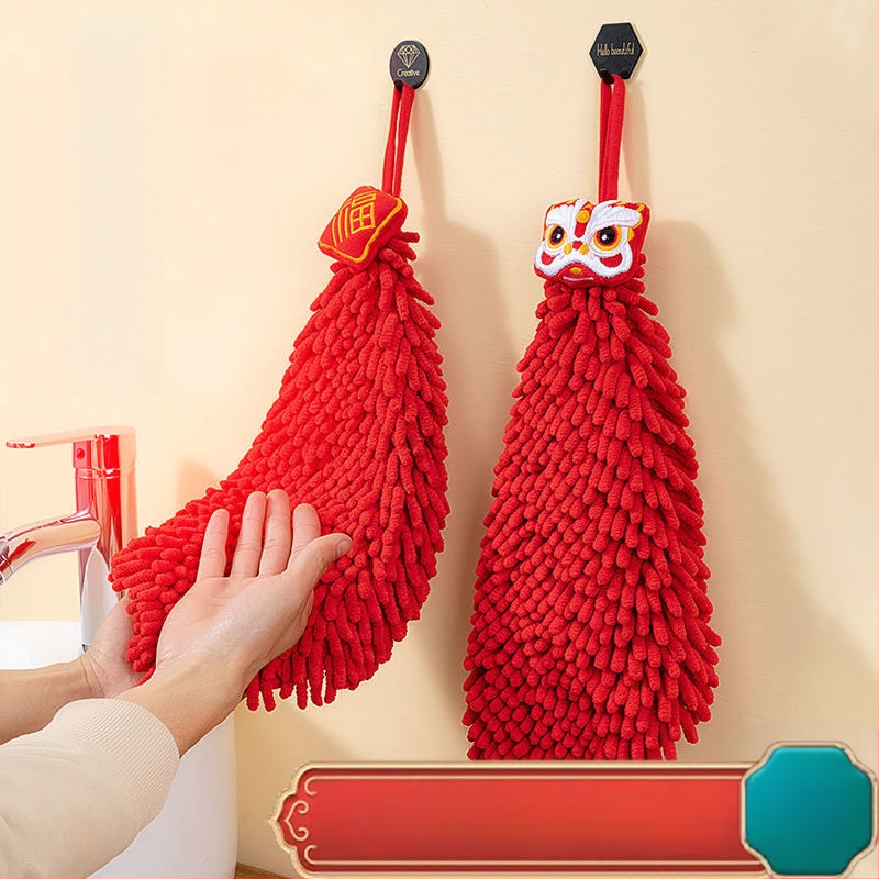 Naujųjų metų Koi šenilinių rankšluosčių pakabinimo vestuvių šventinė kūrybinė rankų darbo ceremonija virtuvėje, vonios kambaryje, liūto šokis, nosinaitė