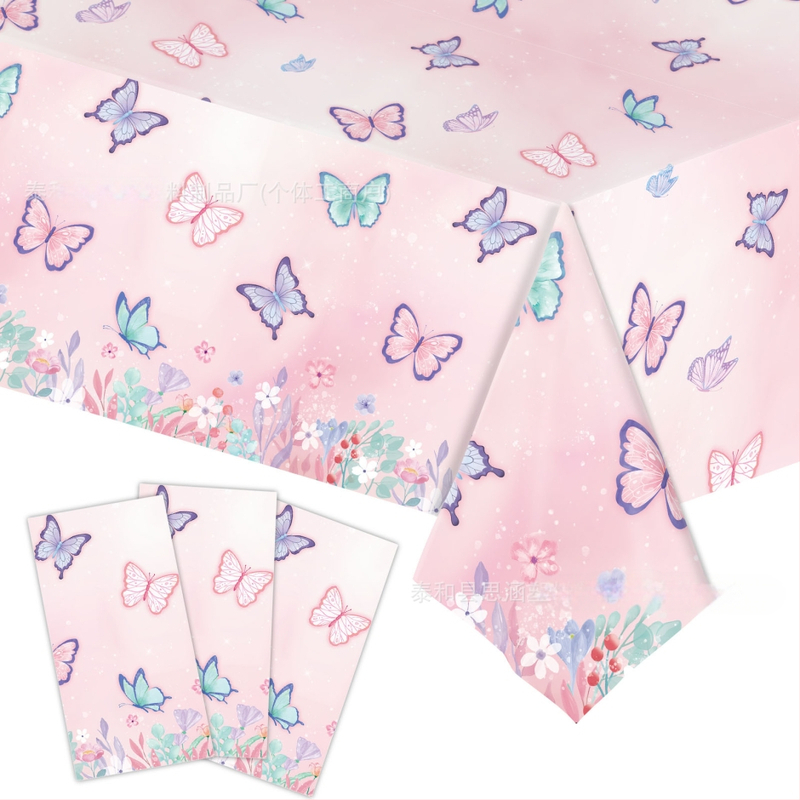 2025. aasta uus roosa liblikateemaline peolaudlina ühekordselt kasutatav sünnipäevalaudlina peokaunistuseks