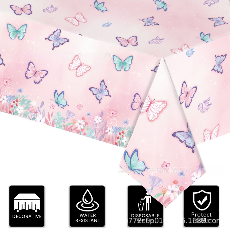 2025. aasta uus roosa liblikateemaline peolaudlina ühekordselt kasutatav sünnipäevalaudlina peokaunistuseks