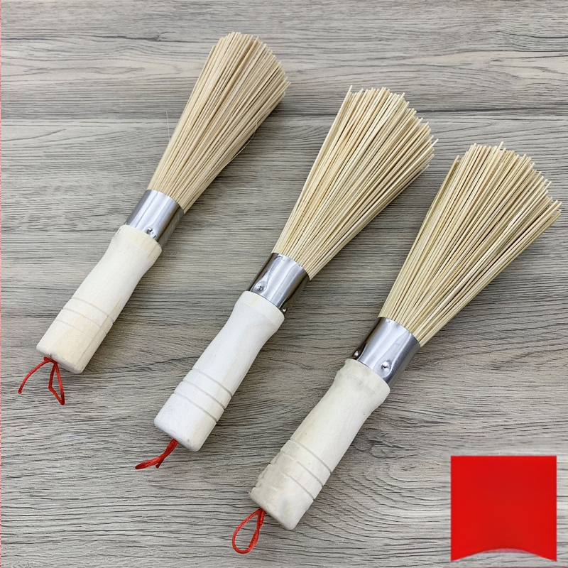 Természetes bambuszkefe, edénykefe, edénykefe, bambusz edénykefe, konyhai kefe, edénykefe, tál, háztartási tisztítókefe, bambusz szakácsseprű