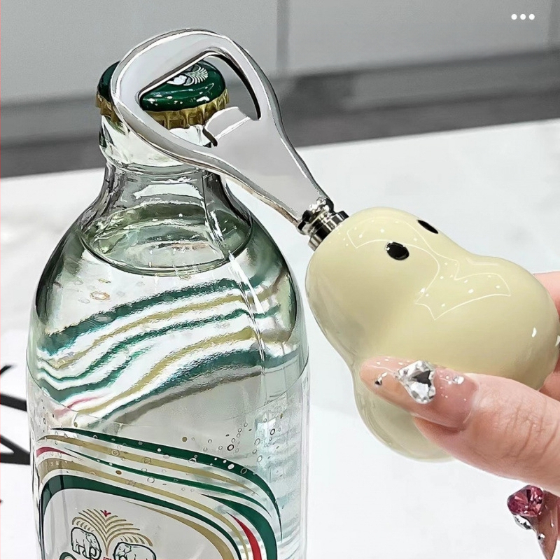 Kriaušės formos besišypsančio butelio atidarytuvas, keraminis nešiojamas atidarytuvas, mielas vyno butelio atidarytuvas, alaus butelis