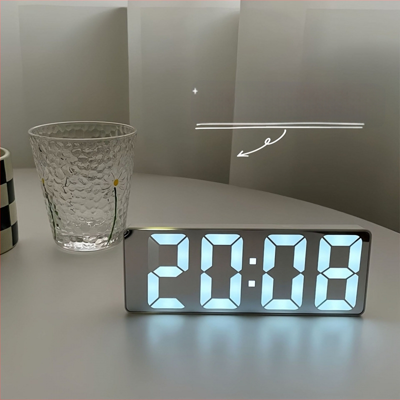 Ceas cu oglindă, ceas cu alarmă, ceas inteligent, mut, monitor de timp, dormitor, ceas electronic digital, decorare desktop