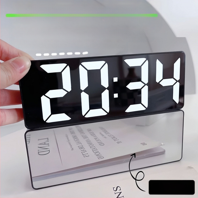 Ceas cu oglindă, ceas cu alarmă, ceas inteligent, mut, monitor de timp, dormitor, ceas electronic digital, decorare desktop