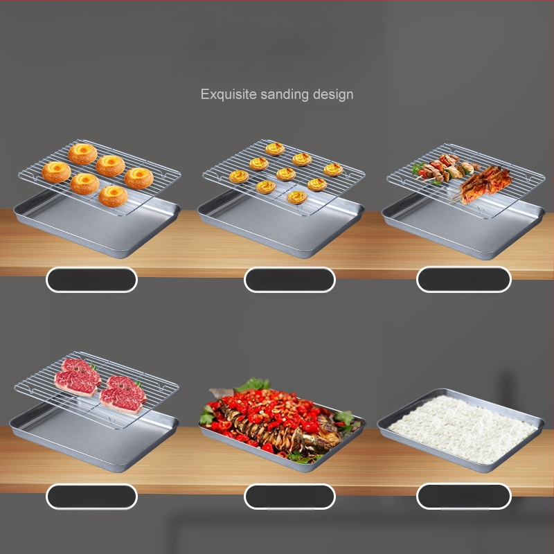 304 nerūdijančio plieno grotelių tinklelio sustorinta kepimo skarda kvadratinė lėkštė pyrago kepimo skarda lauko buitinė komercinė kepta žuvies lėkštė