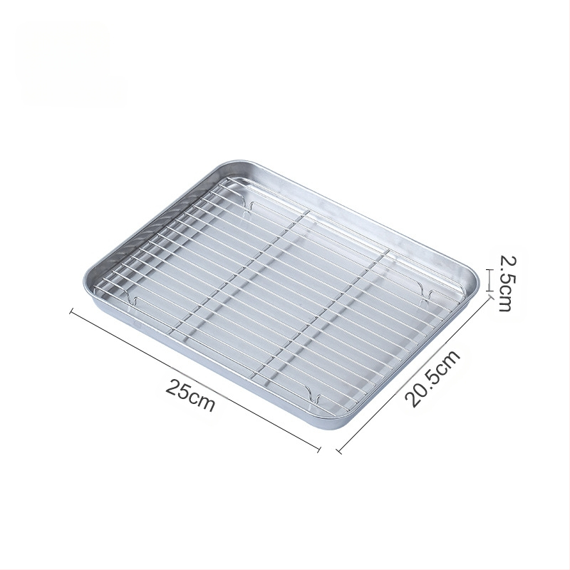 304 nerūdijančio plieno grotelių tinklelio sustorinta kepimo skarda kvadratinė lėkštė pyrago kepimo skarda lauko buitinė komercinė kepta žuvies lėkštė