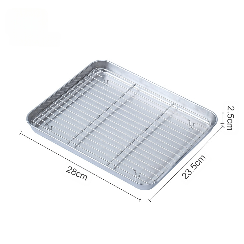 304 nerūdijančio plieno grotelių tinklelio sustorinta kepimo skarda kvadratinė lėkštė pyrago kepimo skarda lauko buitinė komercinė kepta žuvies lėkštė