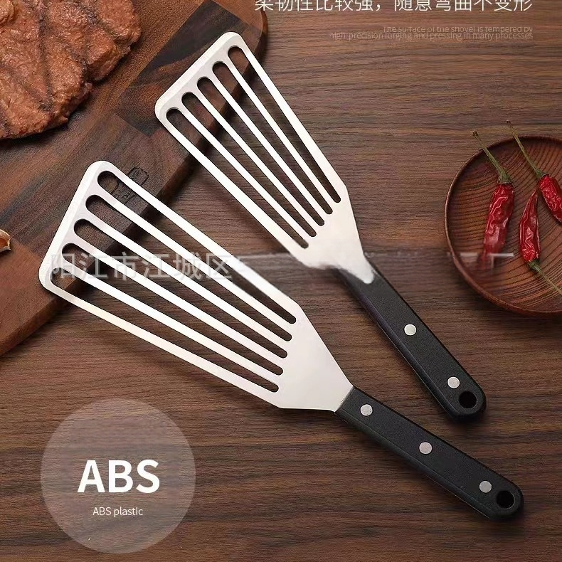 Nerūdijančio plieno keptos žuvies kastuvas kepsnių puodui kastuvas buitinis keptas keptas išsiliejęs kastuvas medinė rankena plastikinis kepimo kastuvas kepimo kastuvas virtuvės įrankiai