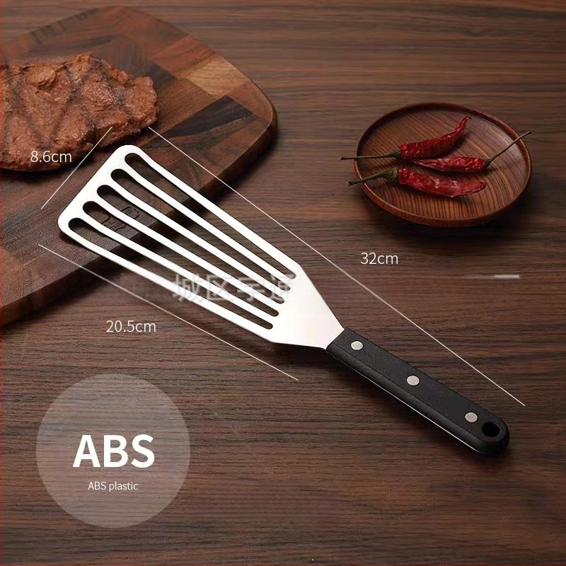 Nerūdijančio plieno keptos žuvies kastuvas kepsnių puodui kastuvas buitinis keptas keptas išsiliejęs kastuvas medinė rankena plastikinis kepimo kastuvas kepimo kastuvas virtuvės įrankiai