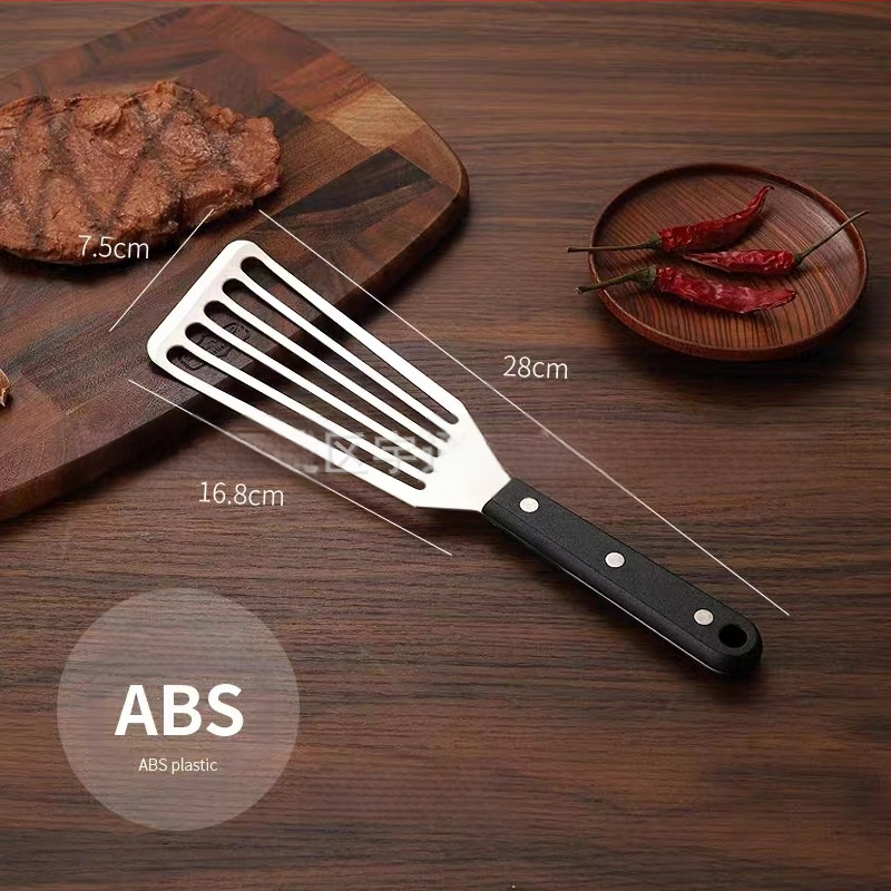 Nerūdijančio plieno keptos žuvies kastuvas kepsnių puodui kastuvas buitinis keptas keptas išsiliejęs kastuvas medinė rankena plastikinis kepimo kastuvas kepimo kastuvas virtuvės įrankiai