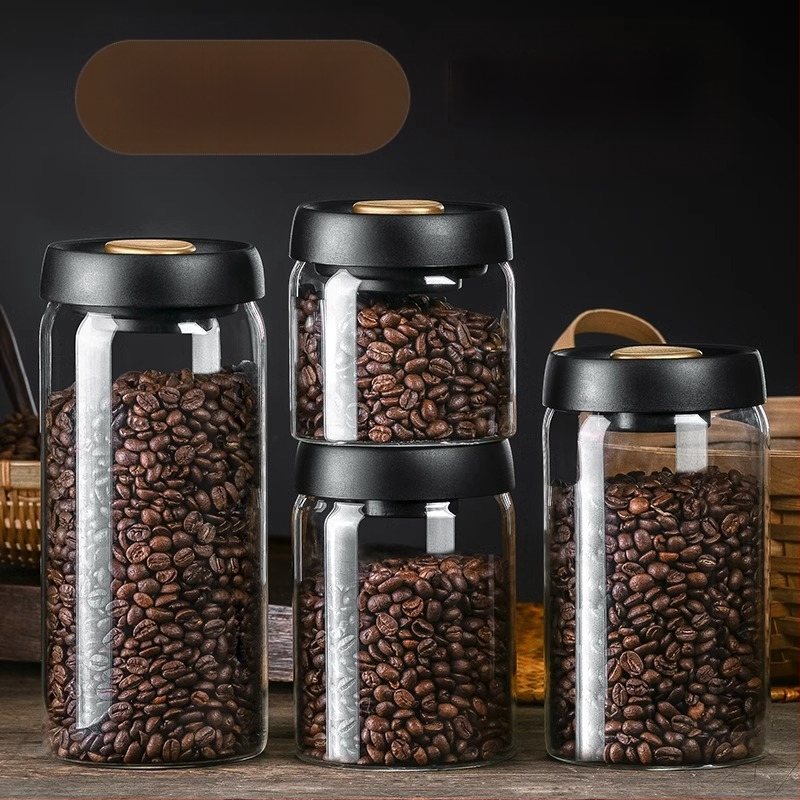 Kavos pupelių laikymo indas maistiniam stikliniam buteliui grūdų laikymo indas vakuuminiu būdu uždarytas indas