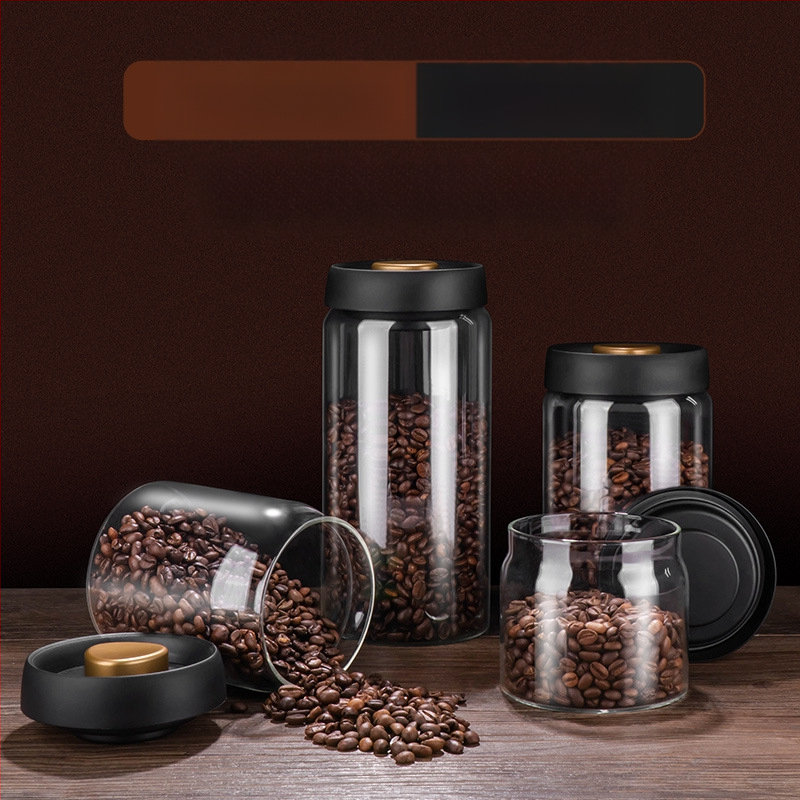 Kavos pupelių laikymo indas maistiniam stikliniam buteliui grūdų laikymo indas vakuuminiu būdu uždarytas indas