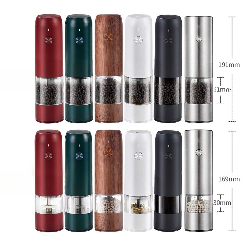 „Baizhe Spot Kitchen“ elektrinis juodųjų pipirų malūnėlis, įkraunamas pipirų ir jūros druskos malūnėlis, daugiafunkcis prieskonių malūnėlis