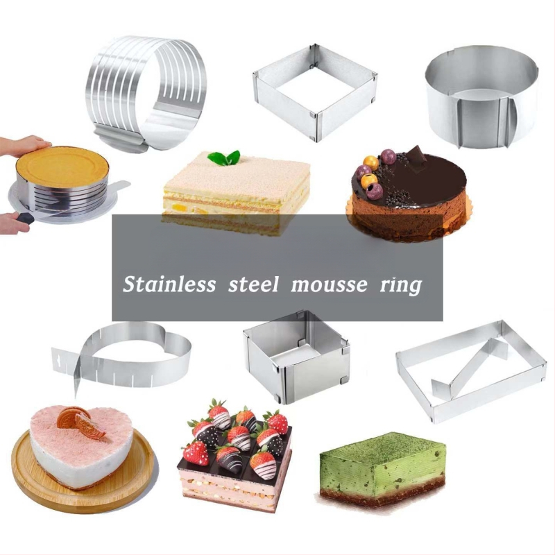 Határokon átnyúló rozsdamentes acél mousse kör sajtos lasagne forma teleszkópos kerek torta kör torta forma sütőeszköz