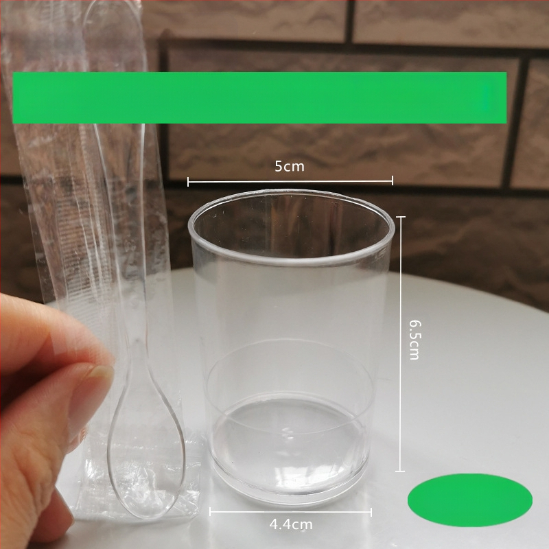 Grynas putėsis Sėlenų pudingas Želė desertinis stalas Kietas plastikinis puodelis Raudonas kūrybingas 100ML Vienkartinis skaidrus