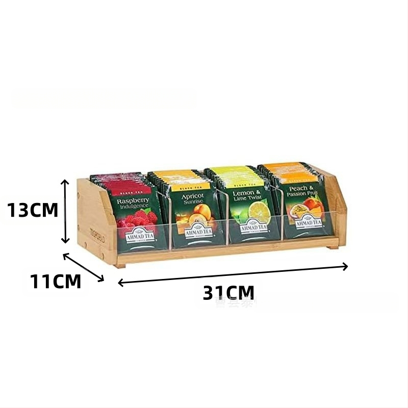 Cutie de depozitare pentru pliculețe de ceai din bambus, cu trei straturi, pentru pliculețe de cafea, raft pentru depozitarea cafelei, stație de cafea, cameră de ceai, capsule de cafea, cutie de depozitare