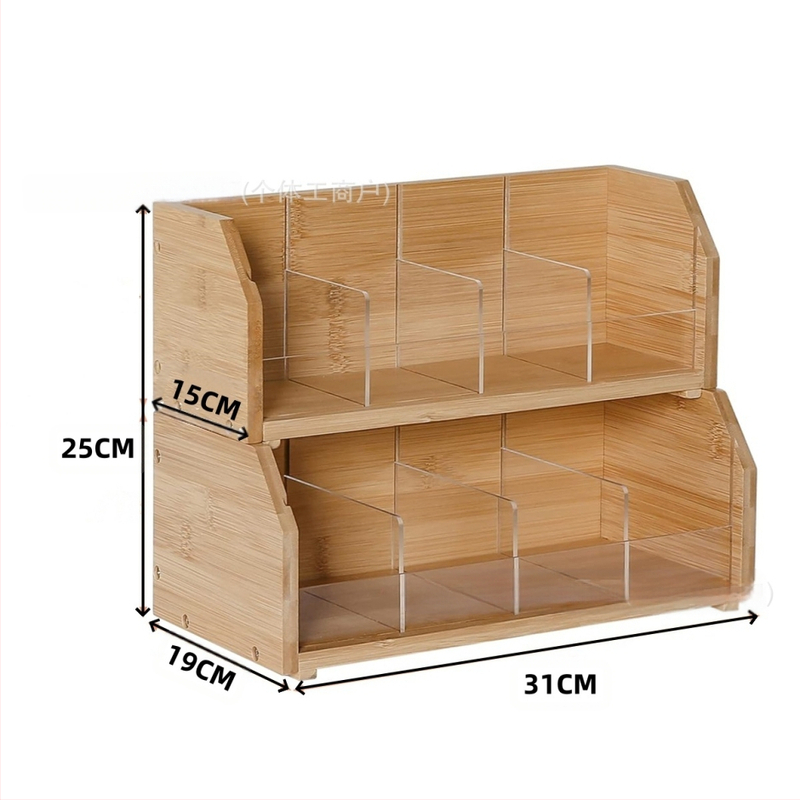 Cutie de depozitare pentru pliculețe de ceai din bambus, cu trei straturi, pentru pliculețe de cafea, raft pentru depozitarea cafelei, stație de cafea, cameră de ceai, capsule de cafea, cutie de depozitare
