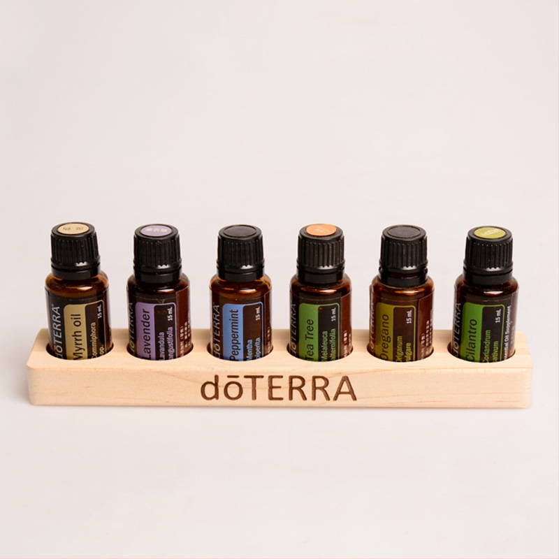 6 caurumu ēterisko eļļu pudeļu displeja statīvs, vienslāņu priedes displeja statīvs, Doterra ēterisko eļļu uzglabāšanas statīvs