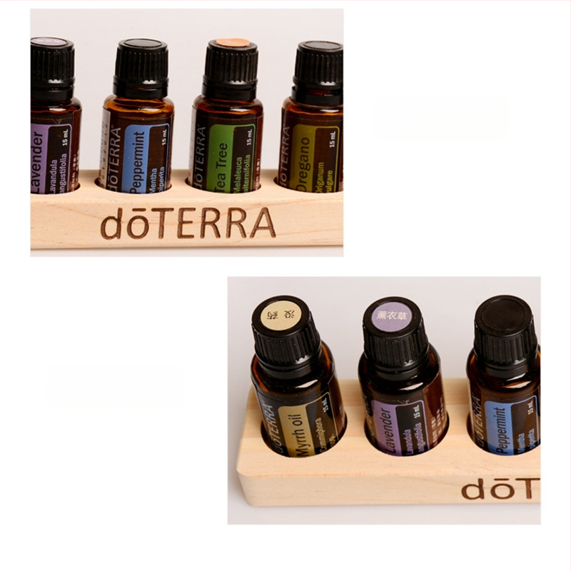 6 skylių eterinių aliejų butelių demonstravimo lentyna, vieno sluoksnio pušies demonstravimo lentyna, „Doterra“ eterinių aliejų laikymo lentyna