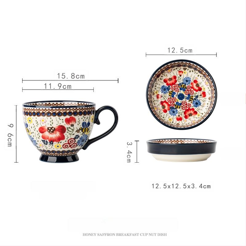 Poola kruus keraamiline tass kaanega vintage hommikusöögitass peen kontoriveetass majapidamiskohvitass hulgimüük