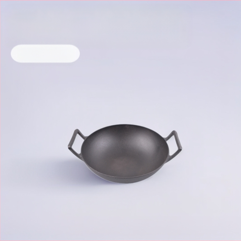 Tehase hulgimüük katmata suur wok-pann paksendatud köögimööbli mittenakkuva panniga topeltkõrvaga pann vanaaegne malmist wok-majapidamises kasutatav rauast pann